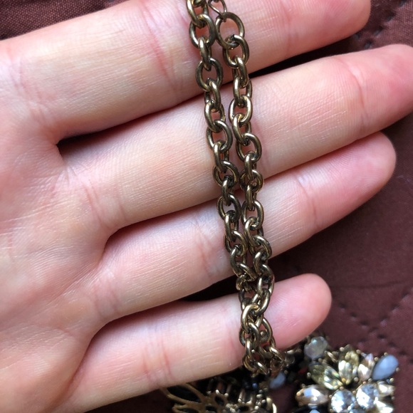 Banana Republic Factory Jewelry Statement Necklace Black Silver Rhinestones - Picture 7 of 7